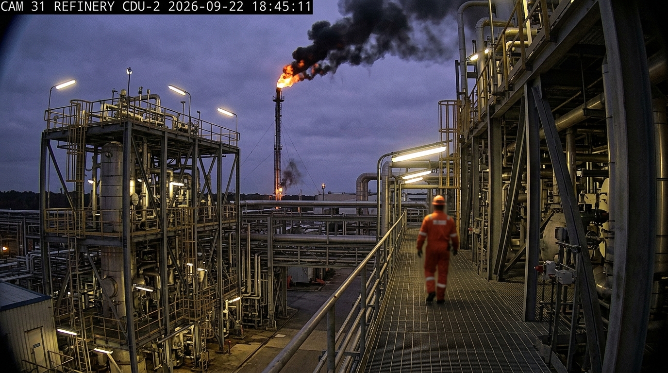 Oil refinery and flare